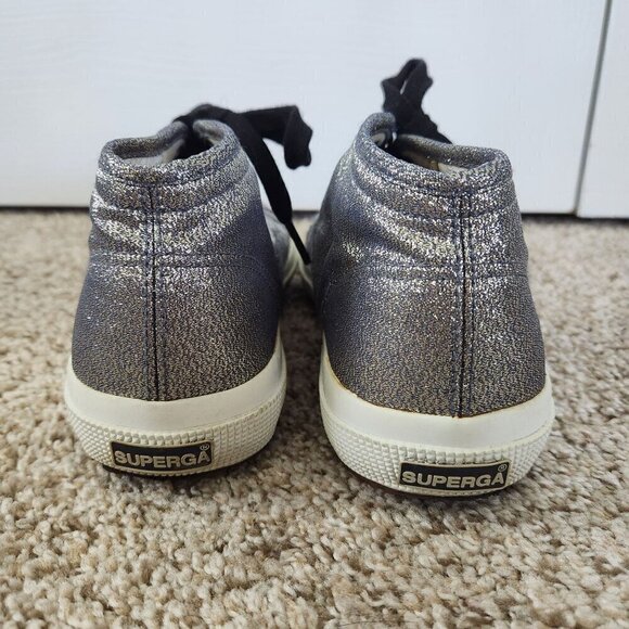 Superga Silver Metallic Low Top Trainers Shoes - Picture 3 of 10